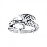 Coiled Fantasy Dragon Silver Ring TR1439 - Jewelry