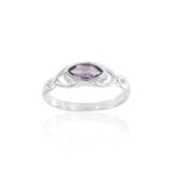 Celtic Knotwork Silver Ring with Gem TR1623 - Jewelry