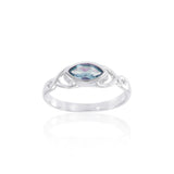 Celtic Knotwork Silver Ring with Gem TR1623 - Jewelry