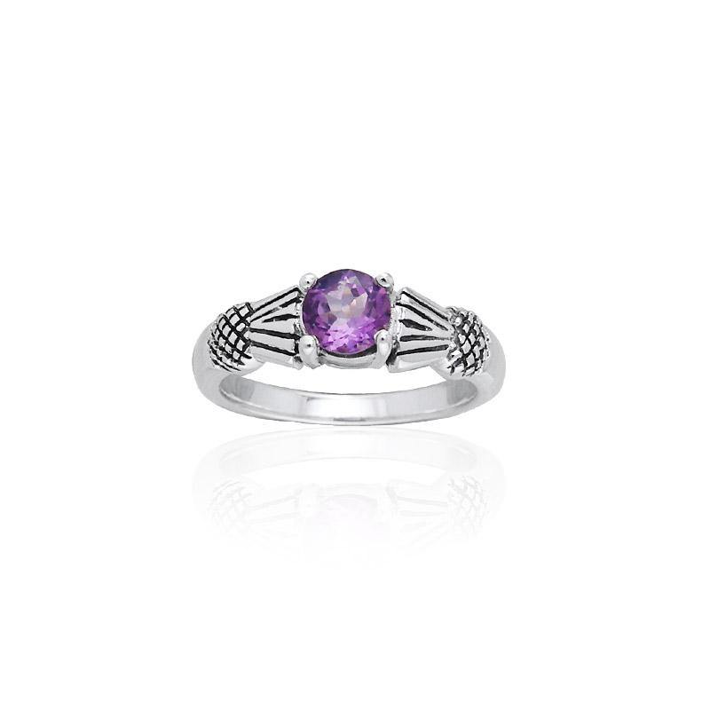 Thistle Silver Ring with Gemstone TR1653 - Jewelry