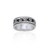 Silver Flower Spinner Ring TR1690 - Jewelry
