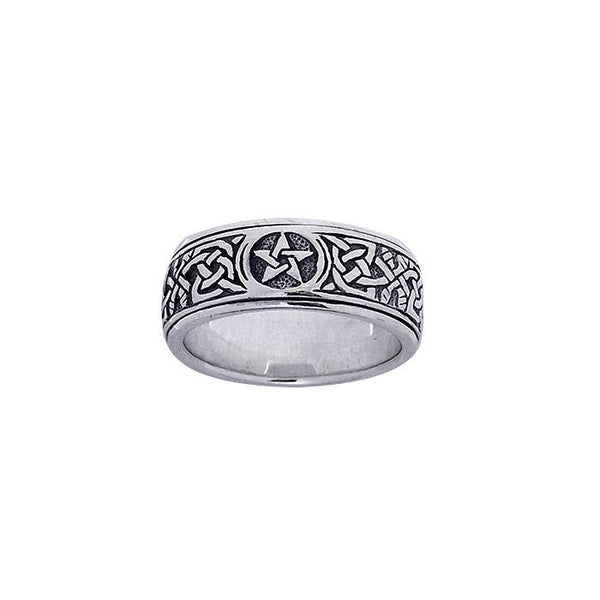Five-Pointed Star Sterling Silver Spinner Ring TR1694