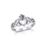 Irish Claddagh & Celtic Knotwork Silver Ring TR1743 - Jewelry