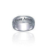 God Bless America Silver Band Ring TR1790