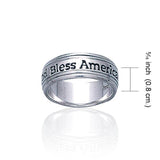 God Bless America Silver Band Ring TR1790 - Jewelry