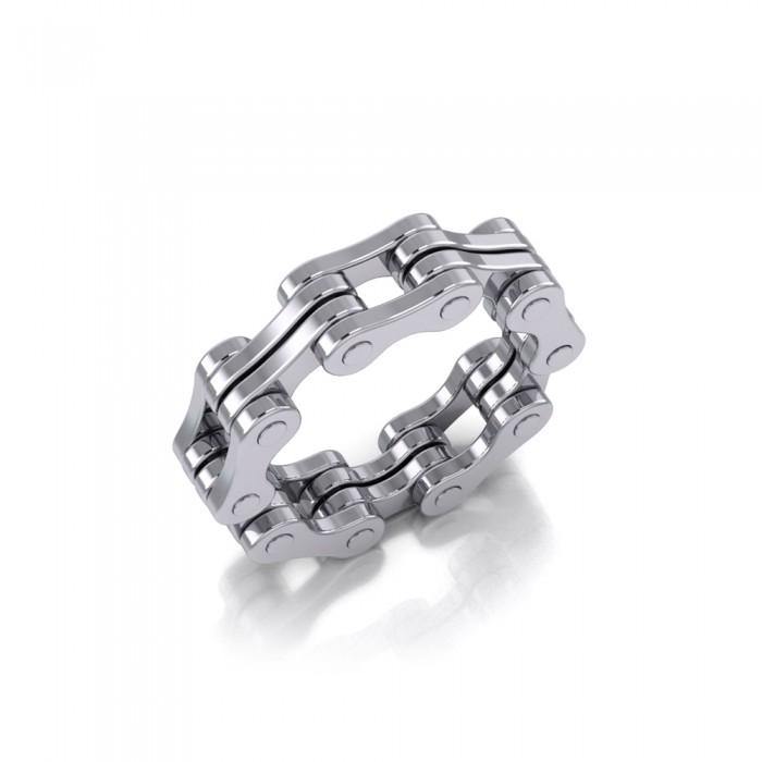 Bike Chain Silver Ring TR183 - Jewelry