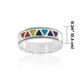 Rainbow Triangles Silver Band Ring TR1843 - Jewelry