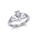 Look for you inner strength ~ Scottish Thistle Sterling Silver Ring TR1963 - Jewelry