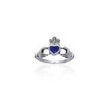 Irish Claddagh with Gem Silver Ring TR292 - Jewelry