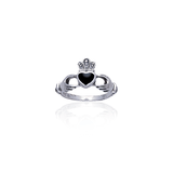 Irish Claddagh with Gem Silver Ring TR292