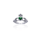 Irish Claddagh with Gem Silver Ring TR292 - Jewelry