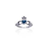 Irish Claddagh with Gem Silver Ring TR292 - Jewelry