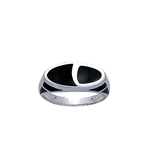 Modern Oval Shape Inlaid Silver Ring with Side Motif TR3379 - Jewelry