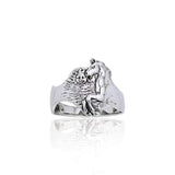 Horse with Sun Silver Ring TR3511 - Jewelry