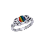 Celtic Knotwork and Gem Silver Ring TR3576