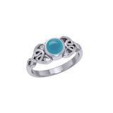 Celtic Knotwork and Gem Silver Ring TR3576