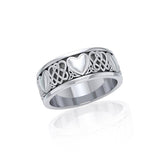 Celtic Knotwork Silver Heart Spinner Ring TR3644