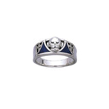 Skull Silver Ring with Inlay TR3661