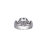 Pirate Skull with Star Silver Ring TR3666