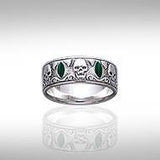 Skull Silver Band Ring with Inlay TR3679 - Jewelry