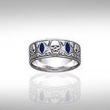 Skull Silver Band Ring with Inlay TR3679 - Jewelry