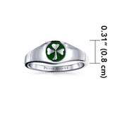 Celtic Shamrock Silver Ring with Enamel TR3686 - Jewelry