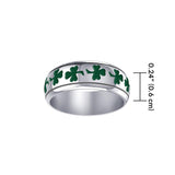 Celtic Shamrock Silver Ring with Enamel TR3710 - Jewelry