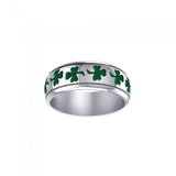 Celtic Shamrock Silver Ring with Enamel TR3710