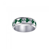 Celtic Shamrock Silver Ring with Enamel TR3710 - Jewelry