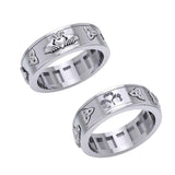 Celtic Trinity Shamrock Thistle Silver Spinner Ring TR3743