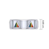 Triangles Silver Spinner Ring with Inlay TR3744 - Jewelry