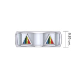 Triangles Silver Spinner Ring with Inlay TR3744