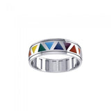 Rainbow Triangles Spinner Ring TR3750 - Jewelry