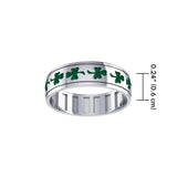 Faith, hope and love ~ Sterling Silver Jewelry Shamrock Spinner Ring with Green Enamel TR3751 - Jewelry