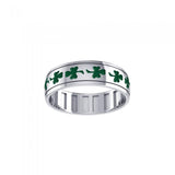 Faith, hope and love ~ Sterling Silver Jewelry Shamrock Spinner Ring with Green Enamel TR3751