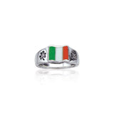 Irish Flag Celtic Shamrock Silver Ring TR3774 - Jewelry