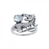 Dragon Holding Gem Silver Ring TR3808