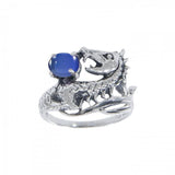 Dragon Holding Gem Silver Ring TR3808