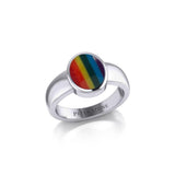 Modern Round Shape Inlaid Silver Ring TR3832