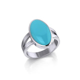 Large Oval Inlaid Stone Ring TR3856 - Jewelry