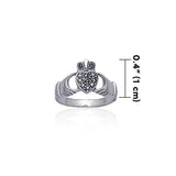 Irish Claddagh & Marcasite Heart Silver Ring TR416 - Jewelry