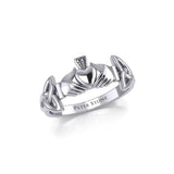 Irish Claddagh and Celtic Knotwork Silver Ring TR557