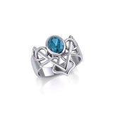 Filigree Twist Silver Ring with Gemstone TR773 - Jewelry