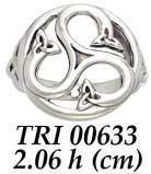 A unity of the three parts Silver Triskele Ring TRI633 - Jewelry