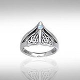 Celtic Knot Whale Tail Gemstone Silver Ring TRI040 - Jewelry