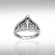Celtic Knot Whale Tail Gemstone Silver Ring TRI040 - Jewelry