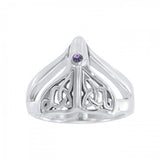 Celtic Knot Whale Tail Gemstone Silver Ring TRI040 - Jewelry