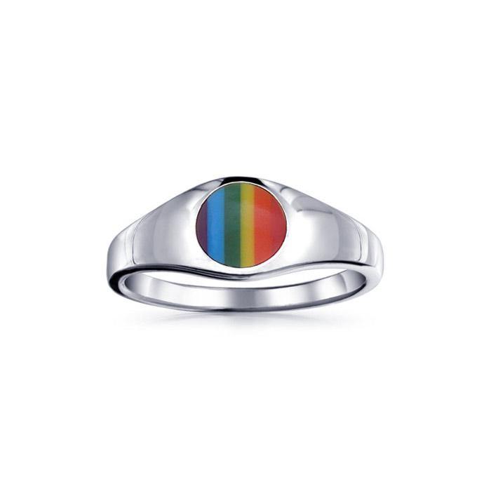 Rainbow Signet Ring TRI088 - Jewelry