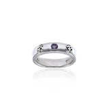 OM Expression of Spiritual Perfection Silver Band Ring with Gem TRI1217