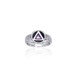 Gemstone AA Symbol Silver Ring TRI122 - Jewelry